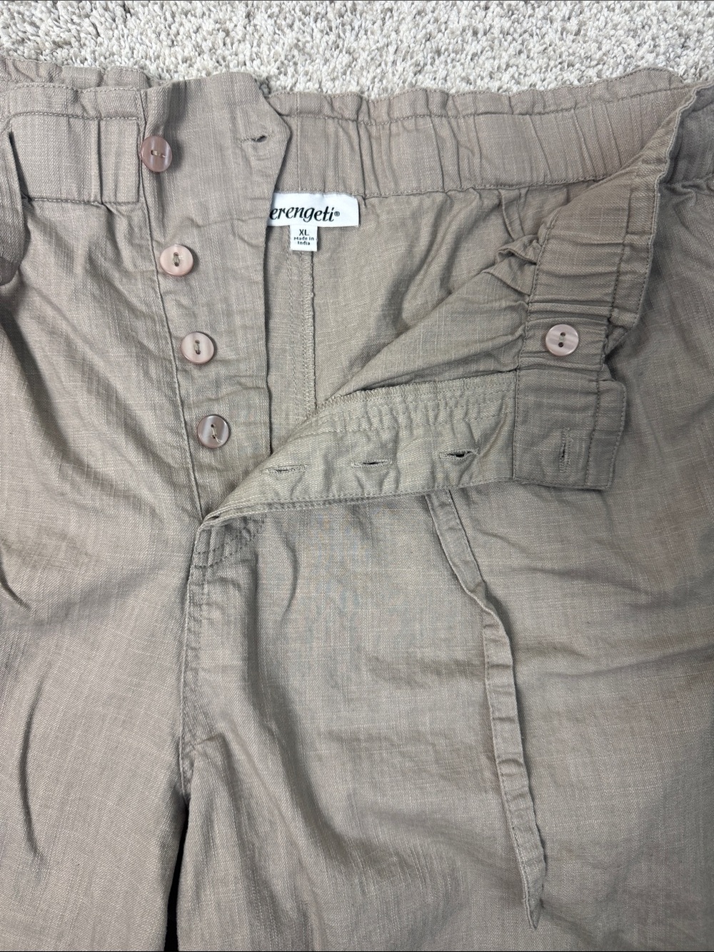 Serengeti Cotton High Waist Shorts Taupe Brown XL  Coastal Grandma Gorpcore - Picture 6 of 10